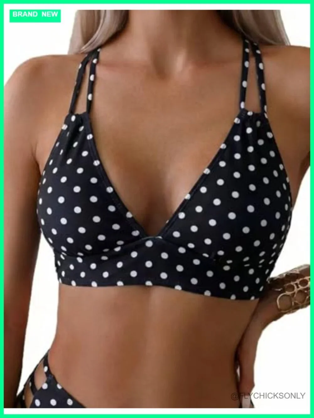 Women's Push Up V-Neck Bikini Top Criss Cross Back Padded Bathing Suit Top